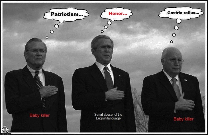 Rumsfeld Bush Cheney darker heartburn serial language abuser