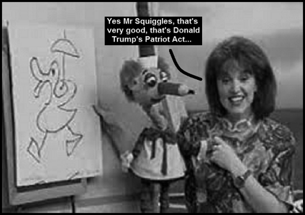 Mr Squiggles Trump Patriot Act 600 BW