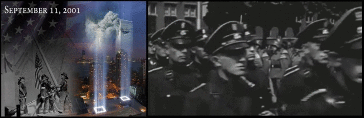 Sept 11 Twin Towers Nazi fascists marching LARGE