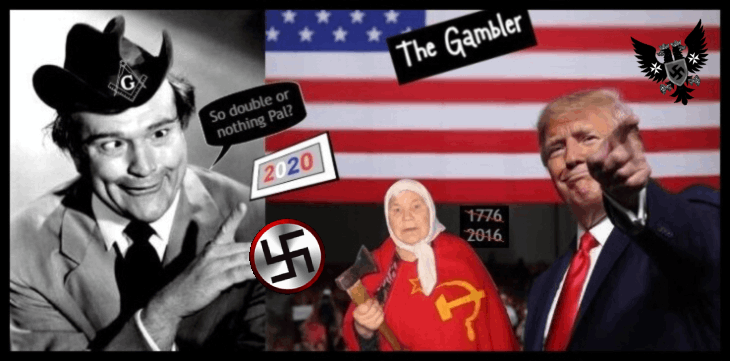 Red Skelton Masonic Faux Trump Russian flag THE GAMBLER