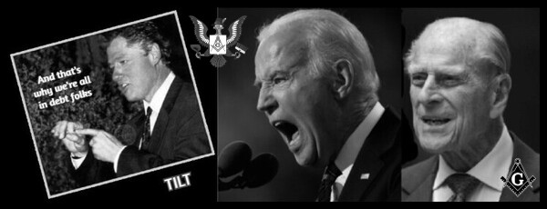 Bill Clinton Masonic finger-fcuk tilt Biden Prince Philip DEBT 600