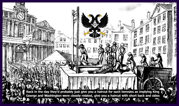 Heresy guillotine King George Washington HAIRCUT Prussian Masonic Eagle