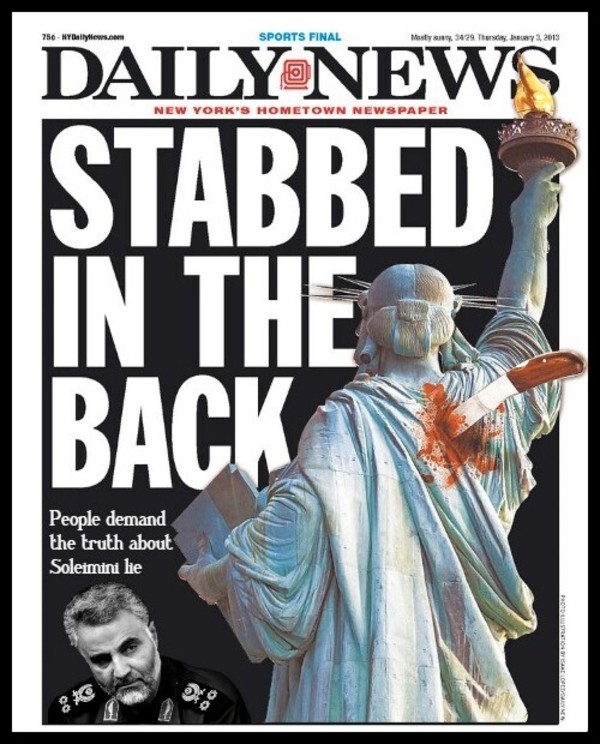 New York Daily News stabbed in the back Soleimini lie BORDER