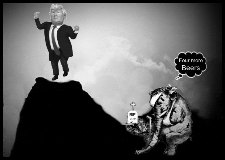 Great sun shiny image wounded elephant grave of ruth FOUR MORE BEERS Vig Trump Faux dance