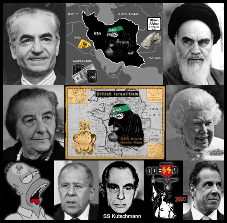 Shah Ayatollah Golda Gaul Queen Aryan shtick Homer Monkey point Lavrov Kutschmann Odessa Lady Liberty Cuomo BORDER730